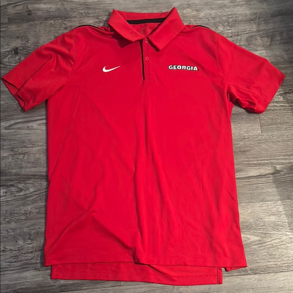 Nike Dri-Fit UGA Red Polo short sleeve shirt; size Large